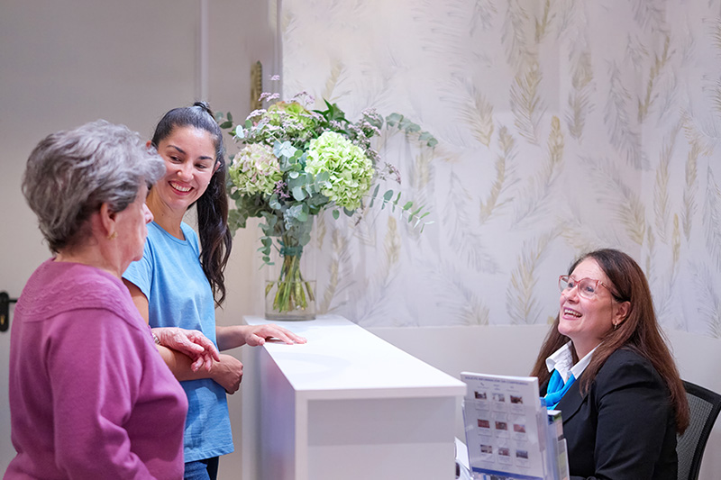 Office greeting of a dental patient.